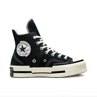 Converse Chuck 70 Plus Men's and Women's Skateboarding Shoes, Fashionable, Platform Sneakers, Black/White