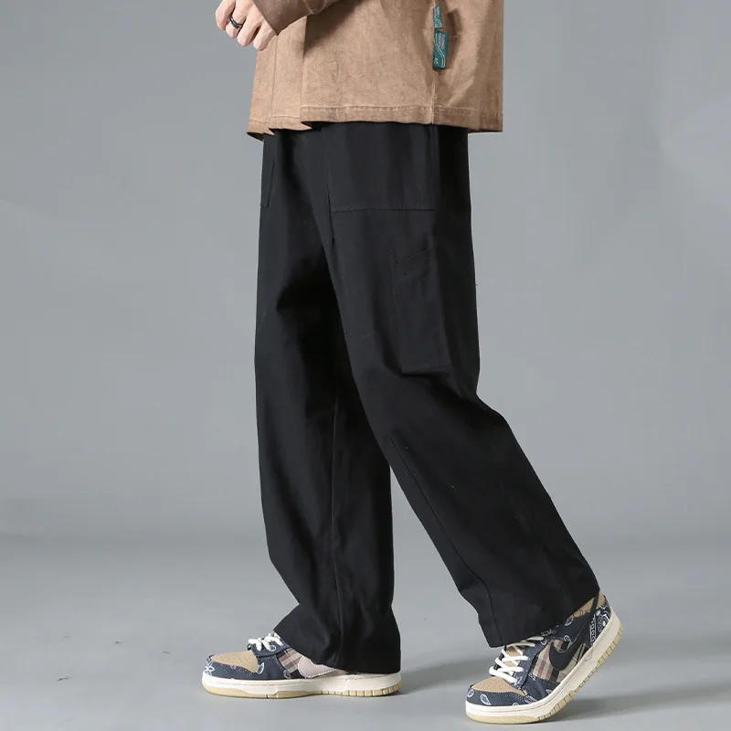 Korean Popular Clothes Men's Clothing Summer Thin New Men's Pants Cotton Vintage Work Wear Pants Wide  Leg Loose Casual Pants