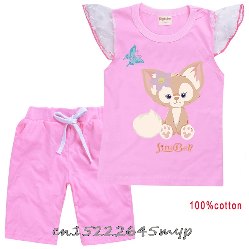 

Girls Casual Nightwear Toddler Girl Pajamas LinaBell Clothes Set Flying Sleeve Kids Sleepwear Summer Clothing Sets