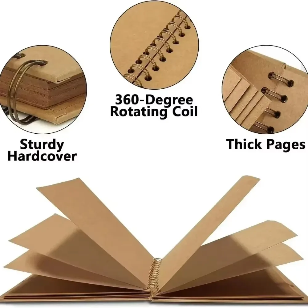 8 Inch DIY Scrapbook Album 40 Pages Hardcover Kraft Paper Photo Albums Memory Book Wedding Anniversary Family