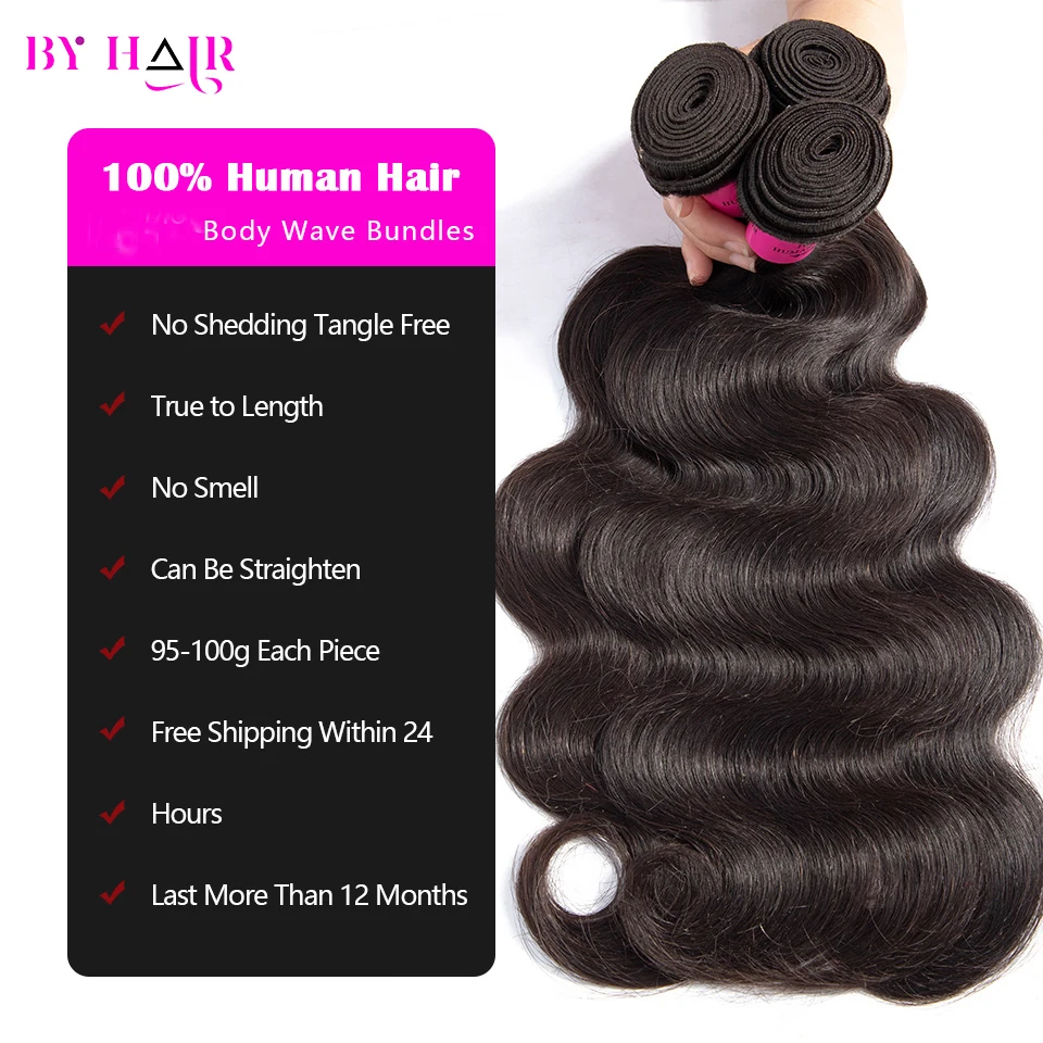 Extensões do cabelo humano da onda do corpo, pacotes indianos crus grossos do cabelo, trama dobro, 100% Remy, 36 