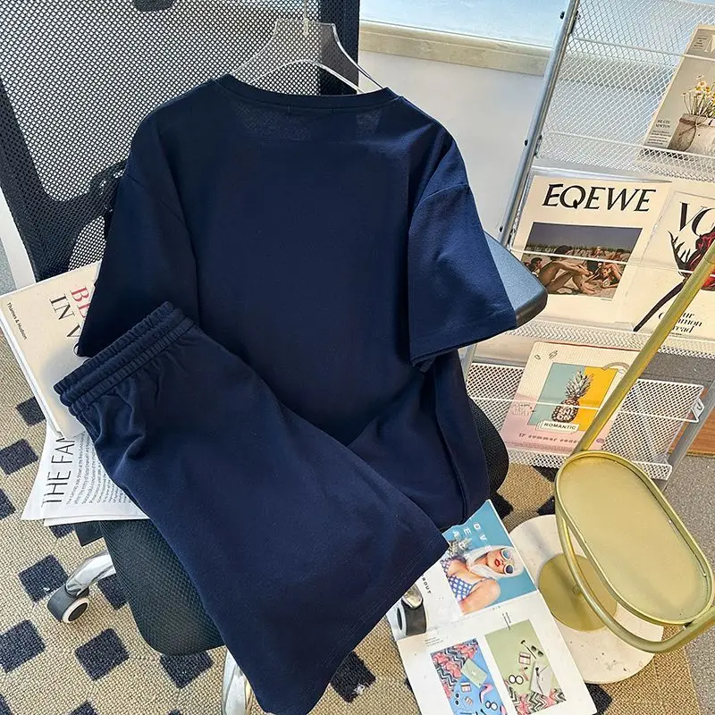 New Oversized Casual Sports Set for Women with Summer Trendy Design, Loose Fitting Two-piece Women's Set