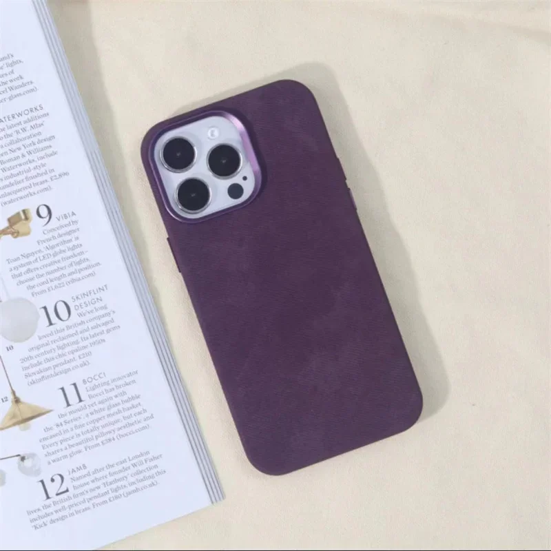 Flannel MagSafe Matte Wireless Charging Phone Case with Microfiber Pattern Protective Shell