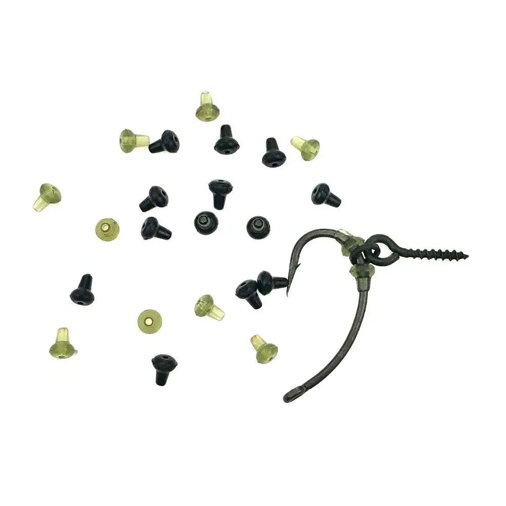 50PCS Clear Black Green Carp Fishing Hook Stoper Holder Rubber