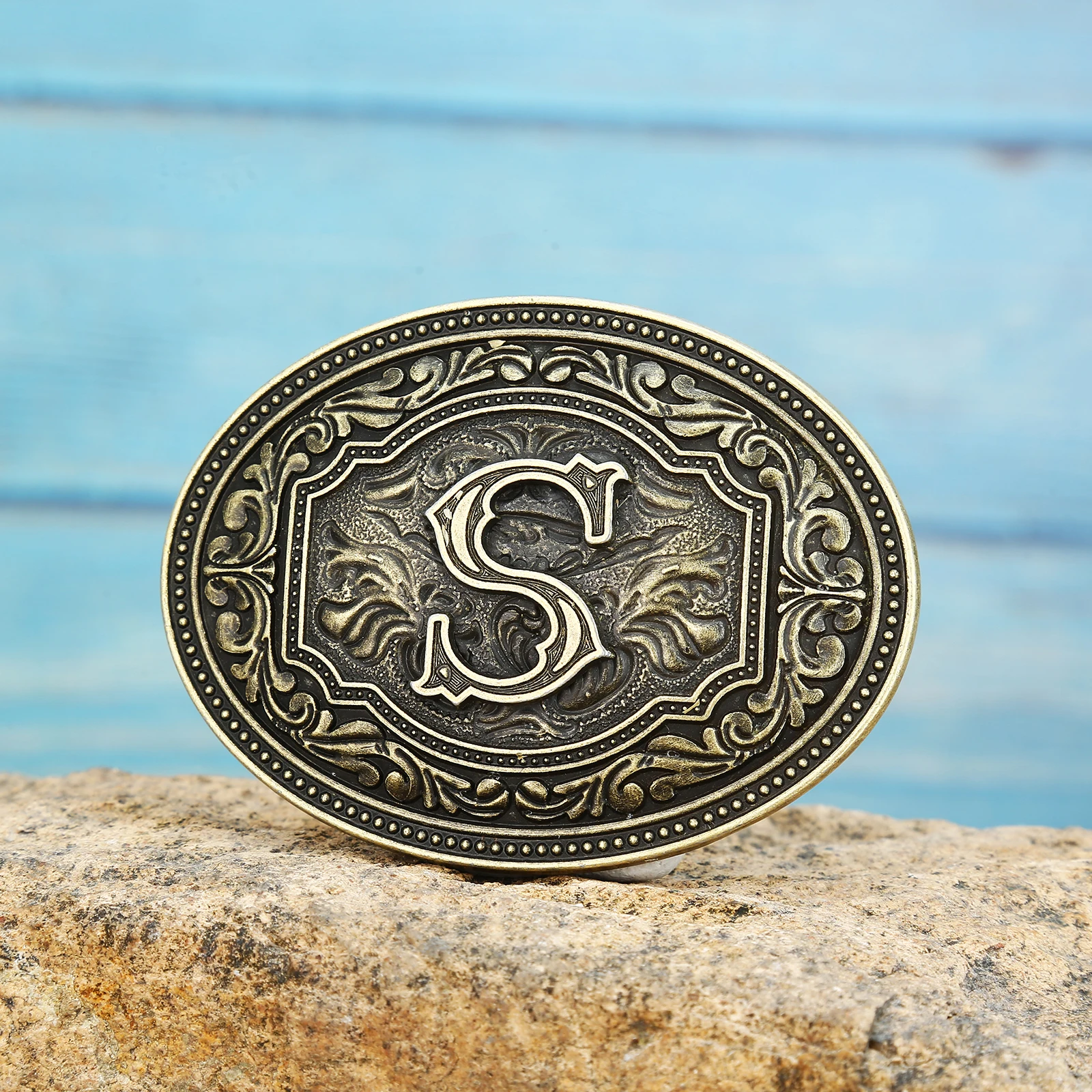 Fibbia Cintura Western Vintage Con Lettera Iniziale, In Lega Di Zinco, Per Uomo E Donna, Regolabile, 8,5 X 6 Cm