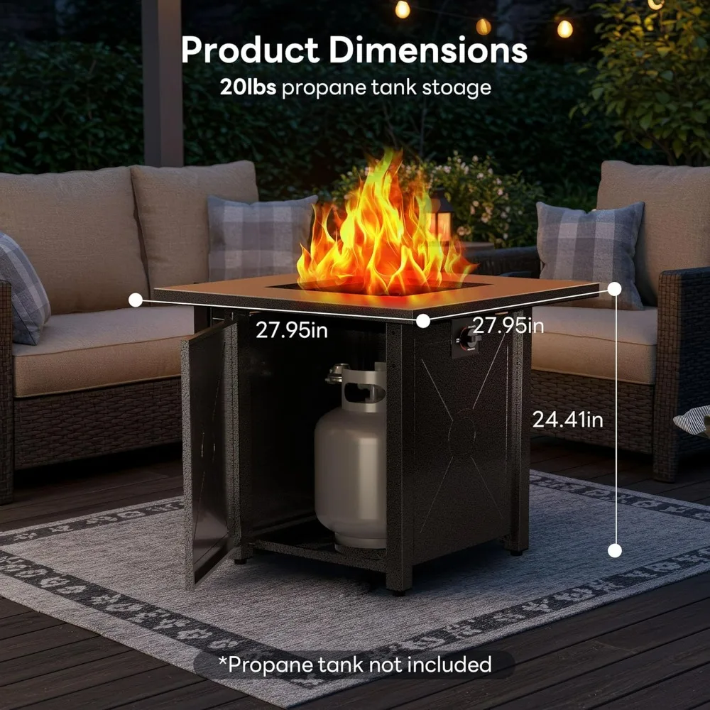 28" Square Propane Fire Pit Table – 50,000 BTU 6