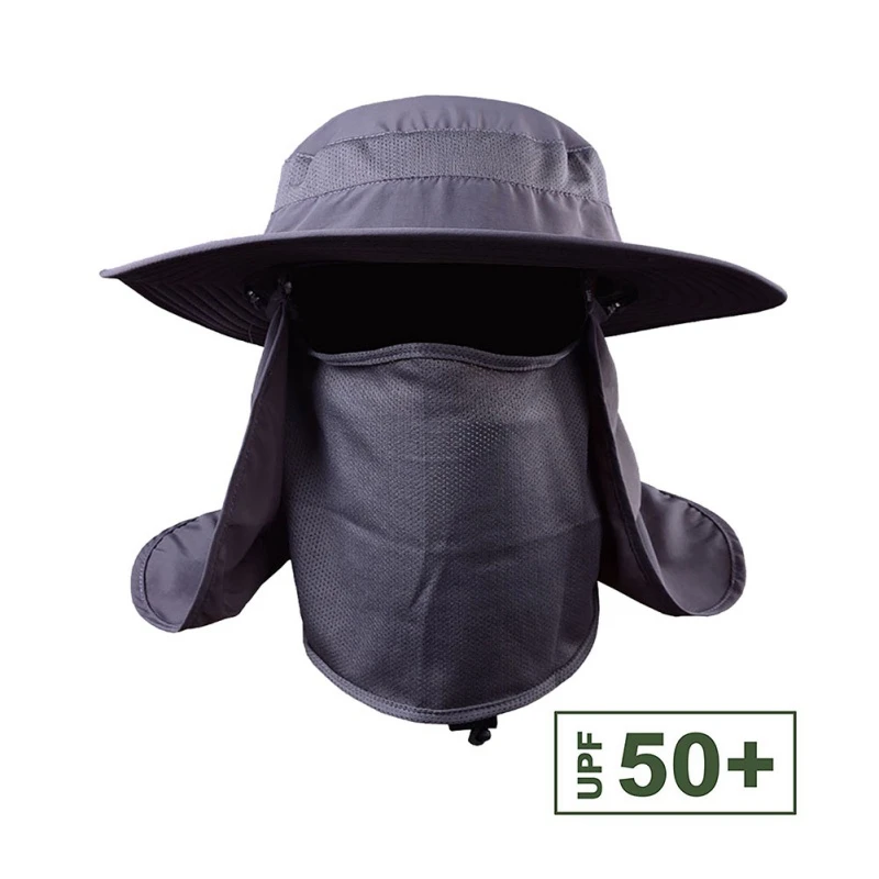 Summer 3pcs/Set Men Bucket Hat with Shawl Veil Hunting Hat Detachable 12cm Army Sun Waterproof Outdoor Camp Fishing Cap