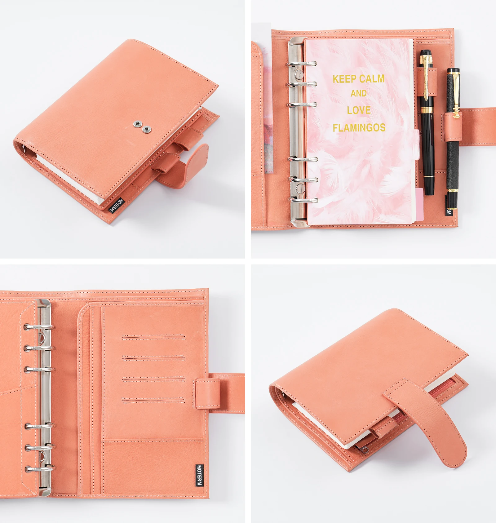 Moterm Full Grain Veg Tan Leather Personal Size Luxe 2.0 Rings Planner Notebook with 30MM Rings Agenda Organizer Diary Journal 3