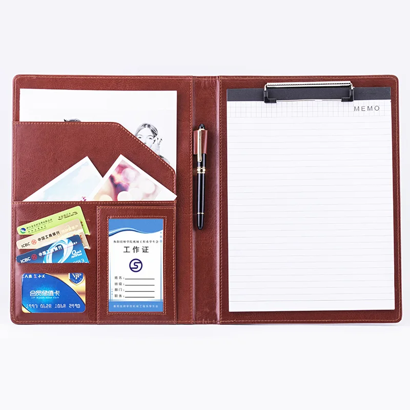 A4 Executive Porte 포트폴리오 폴더 문서 메모장 홀더 쓰기 클립 보드 Office Organizers를위한 가죽 비즈니스 회의