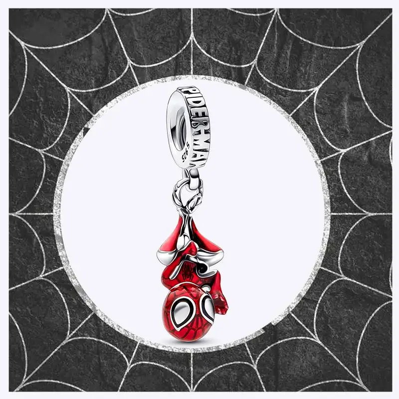 Charm Bead Jewelry MINISO Marvel Series Hanging Spiderman Charm Beads 925 Silver Pendant Fit 3mm Original Bracelet Women DIY Gift