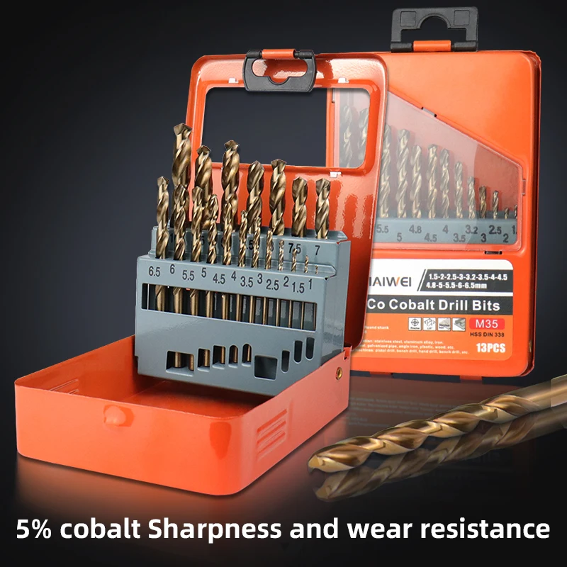 13/19/25 Pcs M35 Cobalt Twist Drill Bits Metric Straight Shank Set With ...