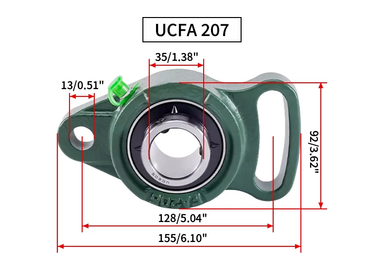 Äußeres Kugellager mit Sitz UCFA204 UCFB205 UCHA206 UCFA207 UCFB208 UCFB209 UCHA210 – Detail 9