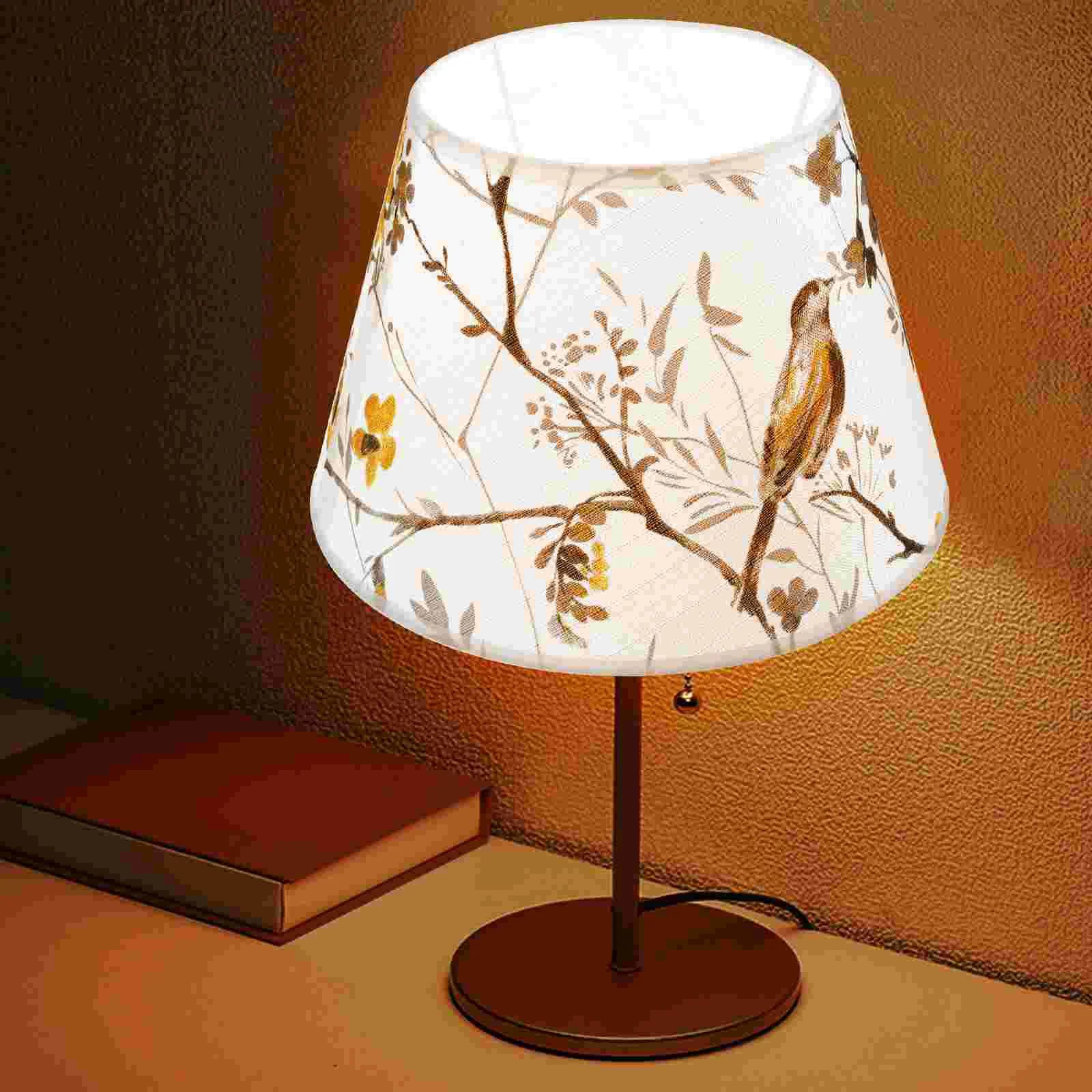 

Vintage Accessories Flower Bird Fabric Lampshade Light Covers Desk Lampshades Wall Replacement Table Bedside