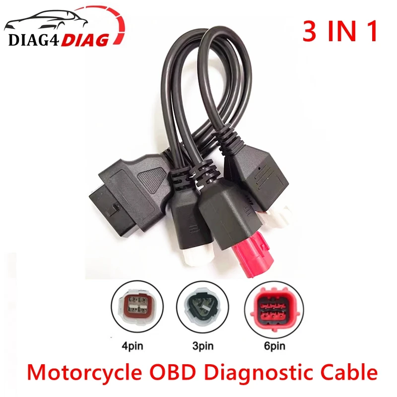 

Диагностический кабель Canbus 3Pin + 4pin + 6pin 3 в 1 для мотоцикла, кабель-переходник OBD2 3 в 1