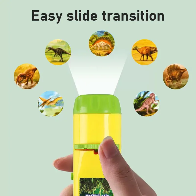 Childrens Luminous Projection Flashlight Baby Sleep Story Book Picture Reading Dinosaur Animal Pattern Toy Cute Cartoon Kid Toys