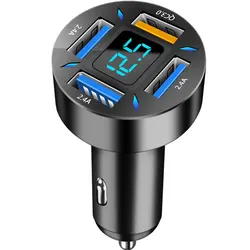 High - Power 5 - Port Fast Charging USB - C Car Charger with PD & QC3.0 Technology for 4USB QC3.0 3x2.4A