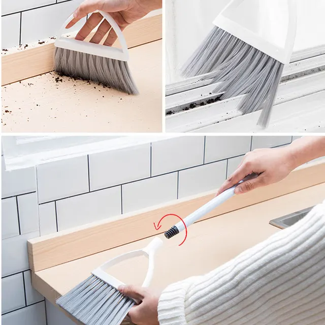 Combinación de escoba y recogedor ergonómicos para barrer cómodamente, escoba pequeña y recogedor eficiente, 2 piezas - Imagen 6