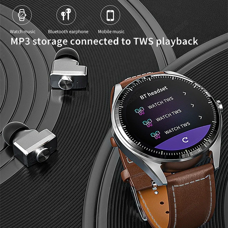 

Гарнитура, умные часы TWS 2 в 1, беспроводные Bluetooth наушники, измерение кровяного давления, пульсометр, спортивные часы, 4 Гб, музыкальные умные часы для мужчин