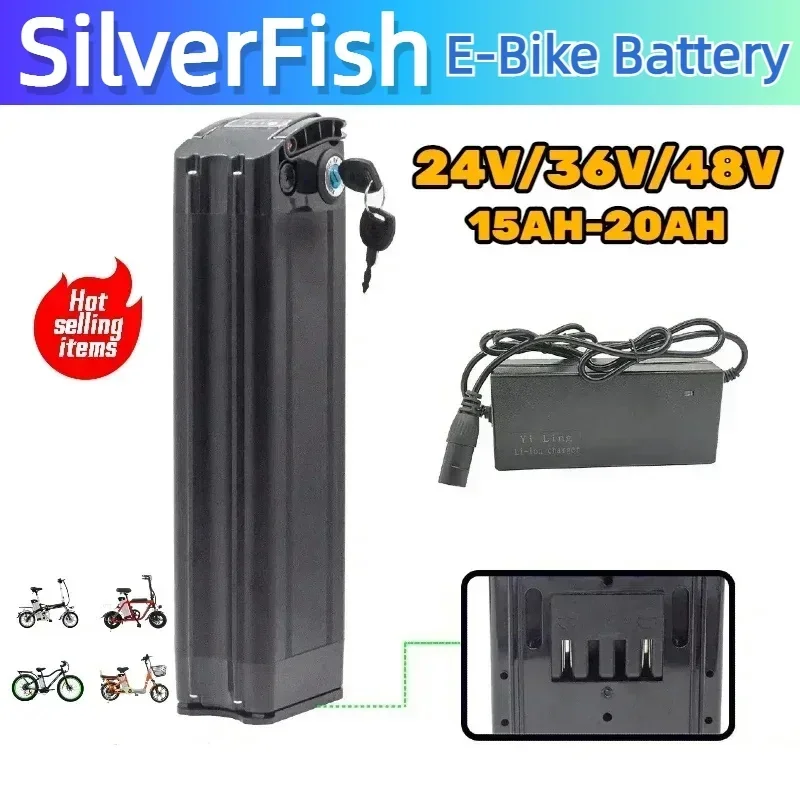 

Original upgrade E-bike Silver fish discharge battery 48V/36V 15Ah-20Ah ultra long endurance 18650 li-ion battery with charger