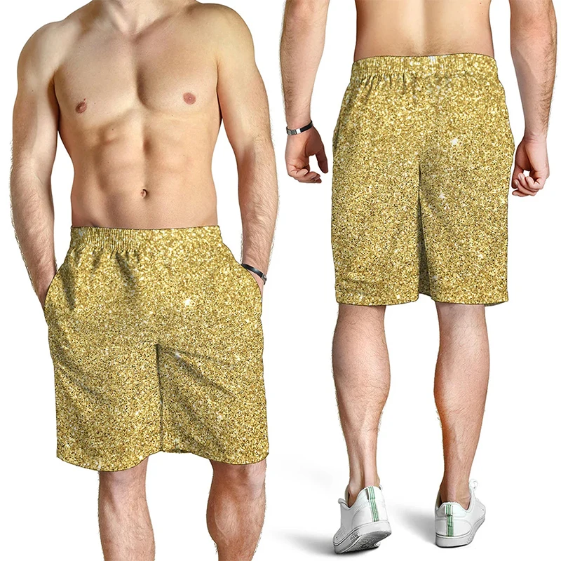 Full Print Sequins glitter Graphic Beach Shorts For Men Women Casual Oversized Board Shorts Summer Quick Dry Short Pants 2