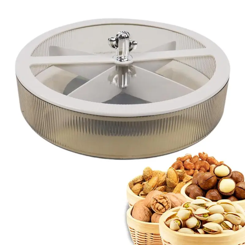 

Portable Snack Tray Creative 4-Compartment Serving Dishes Large Round Appetizer Platter Multipurpose Candy Serving Container for