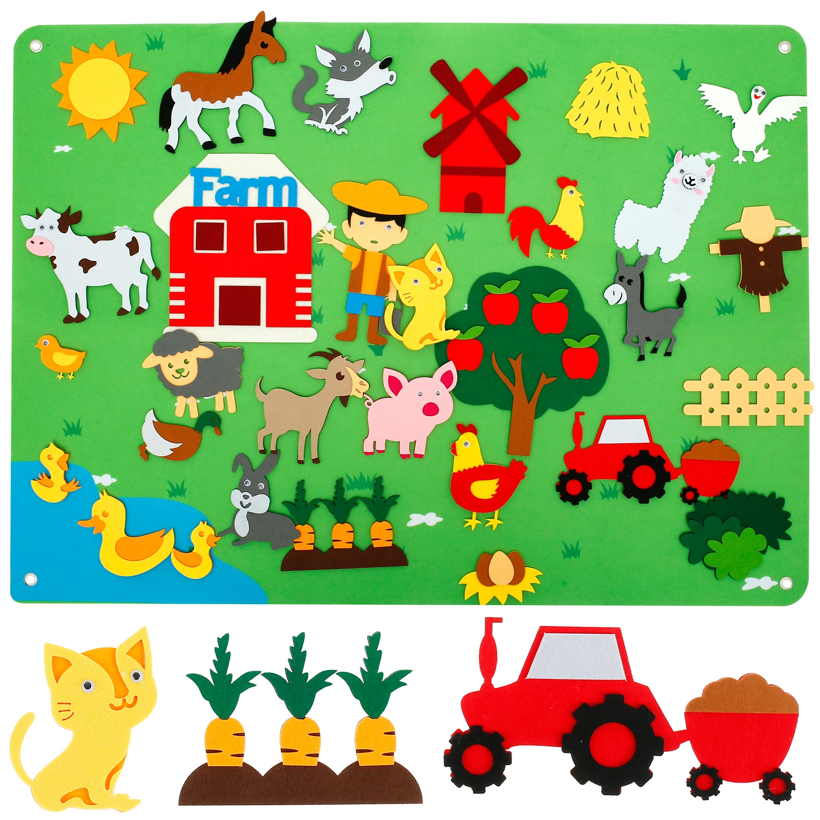 Farm Animals Felt Story Board Set Child Learning Interactive Play Storybook Wall Hanging Decor Puzzle Toys Kids Christmas Gifts