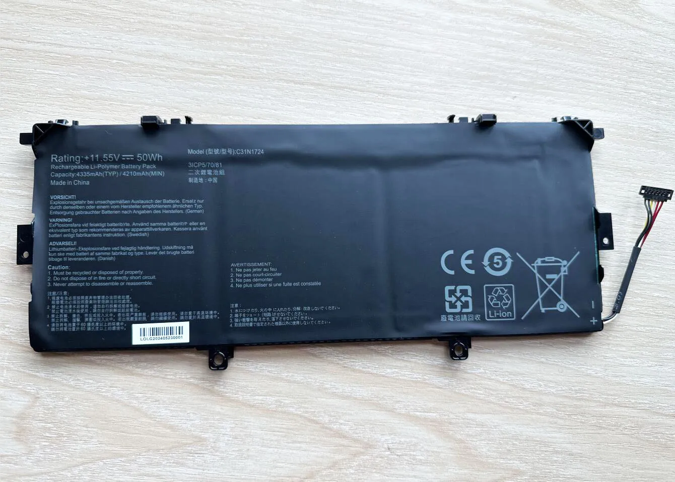Bateria para Asus Zenbook 13 C31n1724 Ux331f Ux331ual U3100fal Ux331fal-eg017r Série Eg028t 0b20002760400 - Imagem 3