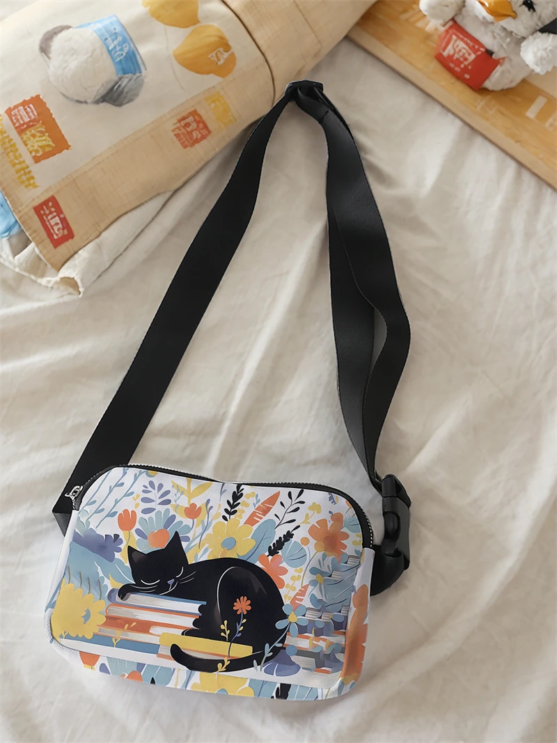 1pc,cat flower bed fashionable adjustable crossbody bag, neutral sports waist bag, suitable for running