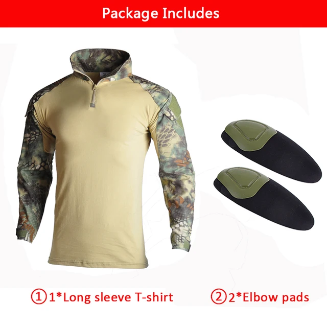 Airsoft Paintball Clothing T-shirt Outdoor &Pants with Pad Men Military Shooting Uniform Tactical Combat shirt camo Army Uniform Jungle python