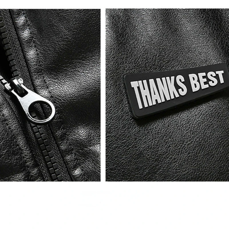 Winter Thick Warm Stand Collar Parka Men PU Leather Jacket Puffer Jacket Cotton-padded Jacket Plus Size Long Sleeve Casual Loose