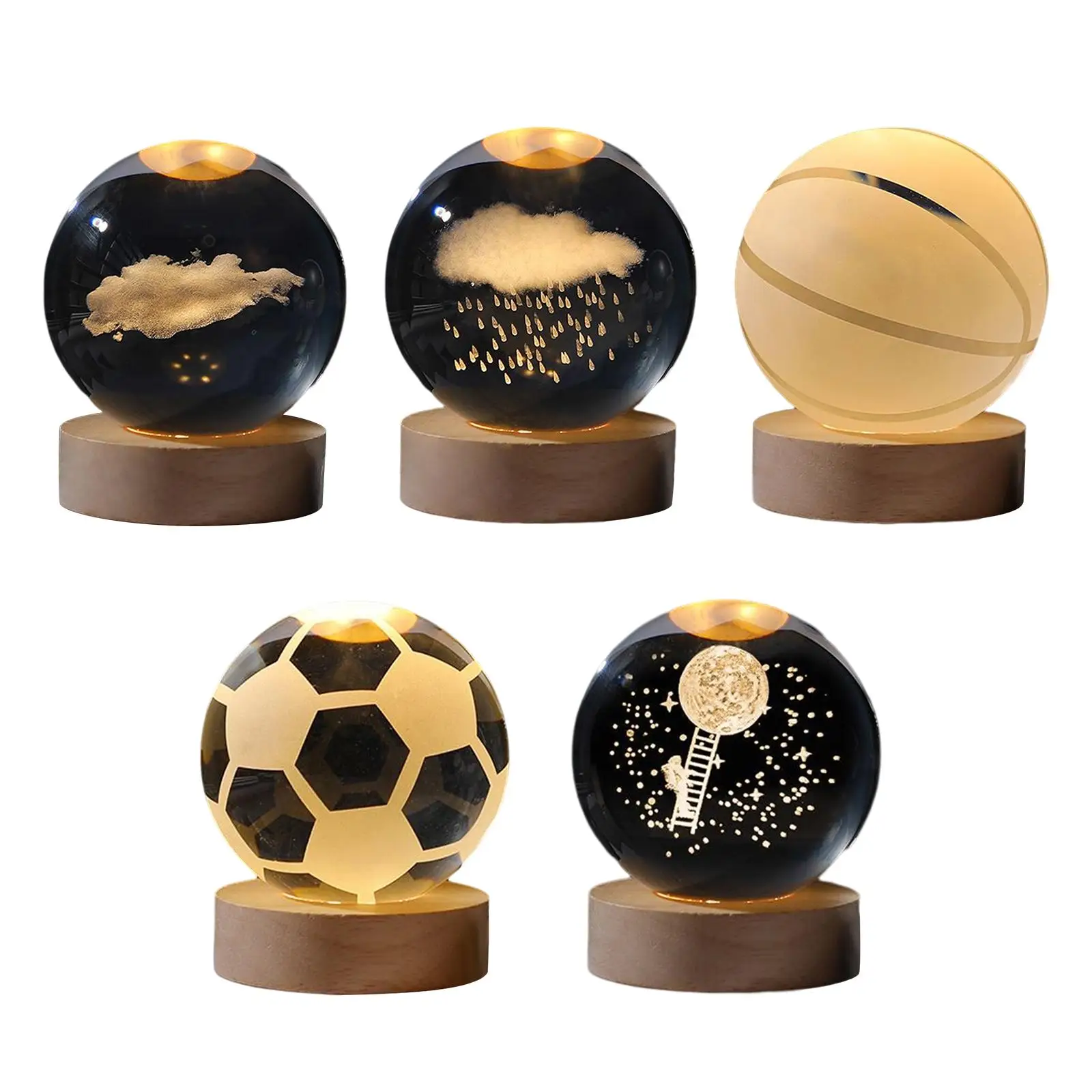 

Glass Ball Night Light Kids with Stand Educational Light Nightlight for Desk