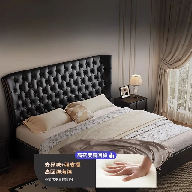 180x200cm black Headboard Double bed king size modern wooden bed frame full size Artificial Leather luxury bedroom Furniture 4 180x200cm black Headboard Double bed king size modern wooden bed frame full size Artificial Leather luxury bedroom Furniture 4