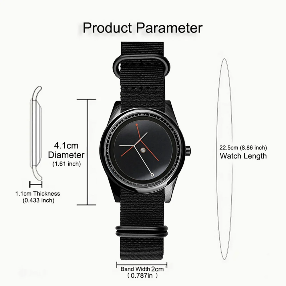 Fashionable Unisex Canvas Strap Quartz Watch with Innovative Pointerless Design