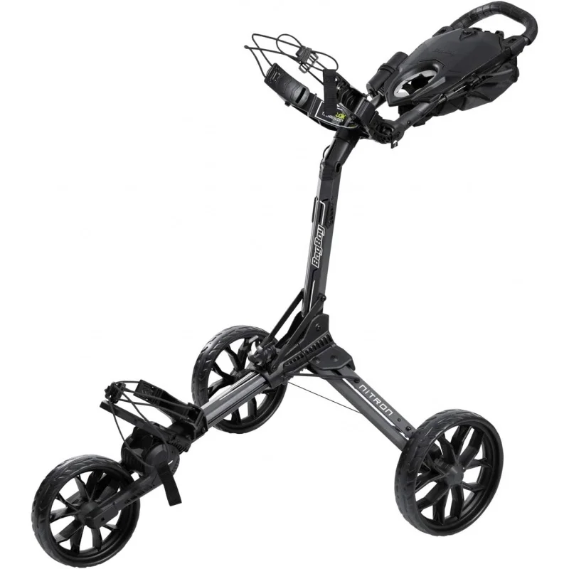 

Bag Boy Nitron 3 Wheel Golf Push Cart, Easy 1 Step Open and Fold, Scorecard Console, Beverage Holder, Mobile Device Holder, Hand