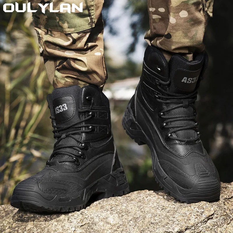 

2024 Outdoor Army Tactical Boots Men Military Combat Training Boots Climbing Hiking Shoes Men's Work Safety Desert Shoes