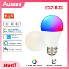 

WiFi Smart Light Bulb 15W B22 E27 LED RGB Lamp Voice Control RGB+White Dimmable Timer Color Bulbs Work With Alexa/Google Home