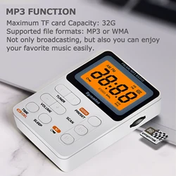 Compact Rechargeable AM/FM Radio with Superior Reception & Large Digital Display (Support TF card)