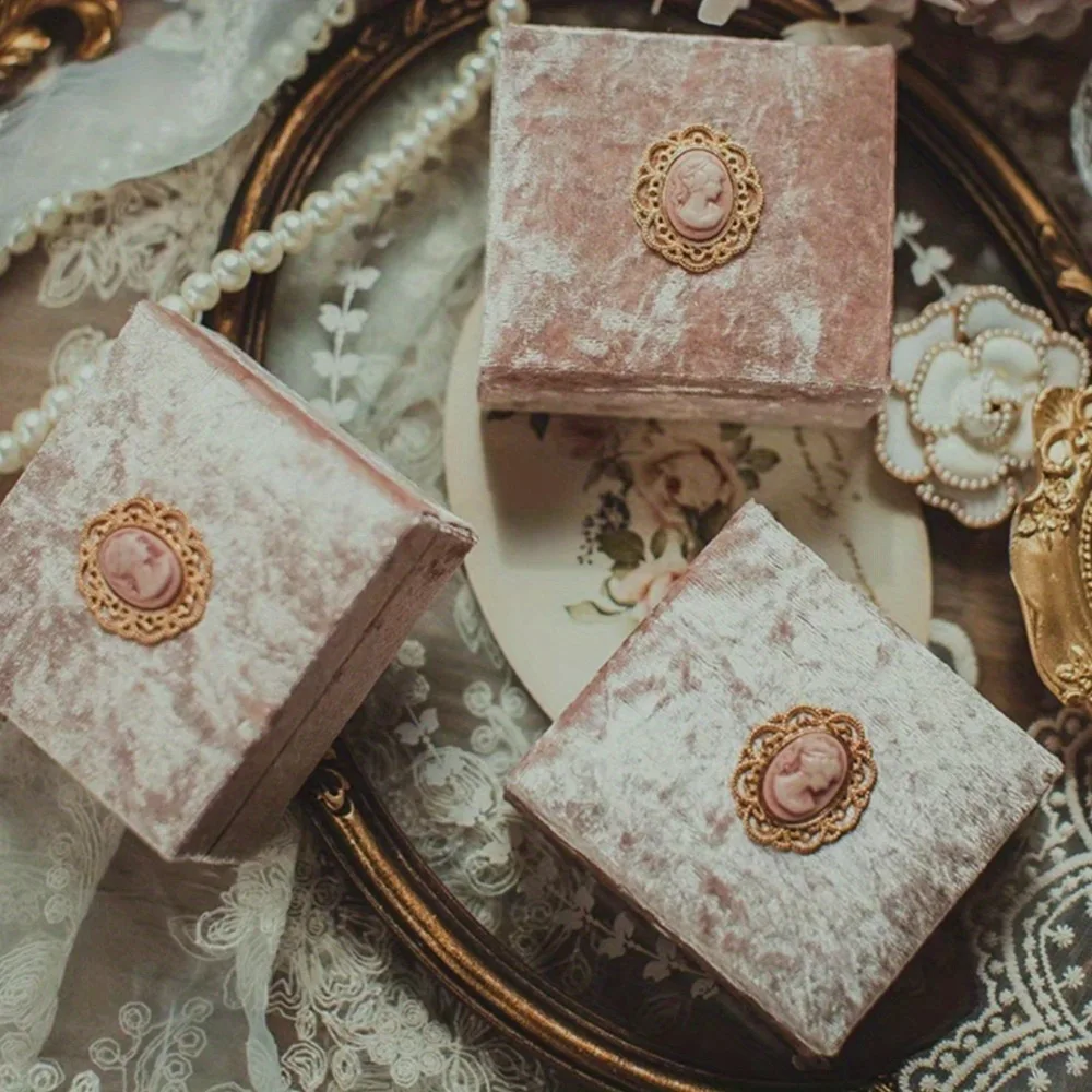 Cute Velvet Ring Box, Necklace Box Wedding Velvet Ring Storage Case Jewelry Organizer Gift Packaging Box Pink Holder Jewelr