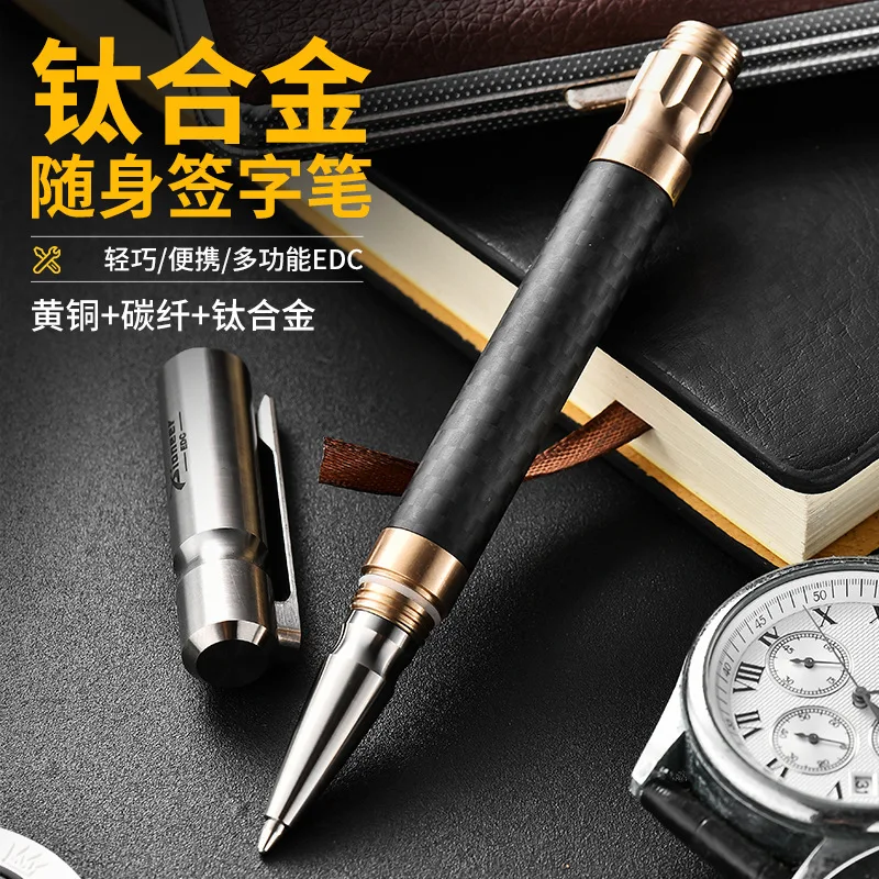 Edc titan legierung messing stift mit sammlung schreiben multifunktion ale tragbare outdoor edc werkzeuge