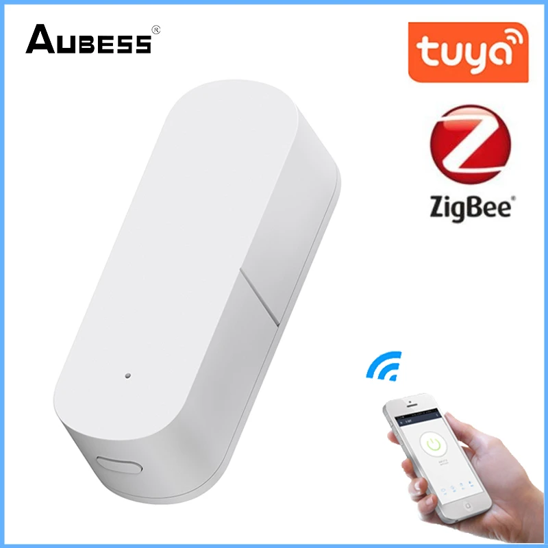 Aubess Zigbee Smart Vibration Sensor Detection Window Door Sensor Tuya Smart Life APP Notification Real-Time Motion Shock Alarm