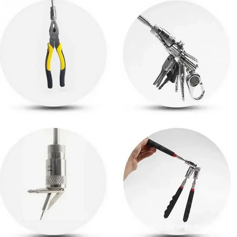 Teleskopiskais magnētiskais dzelzs sūkšanas stienis ar LED vieglmetāla savācēja rīku DIY spēcīga magnētiskā metāla skrūves sūkšanas stieņa savācējs_voghion.com