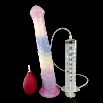 FAAK Ejaculation Horse Dildo With Suction Cup Spray Liquid Squirting Penis Silicone Multi Color Anal Sex Toys For Men Women 6