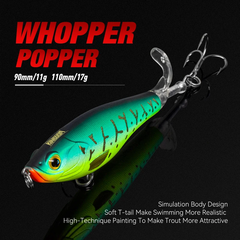 KINGDOM Propeller Señuelos de Topwater, cebos artificiales flotantes de 9cm y 11cm, aparejos de pesca de cola giratoria suave, Plopper duro| | AliExpress