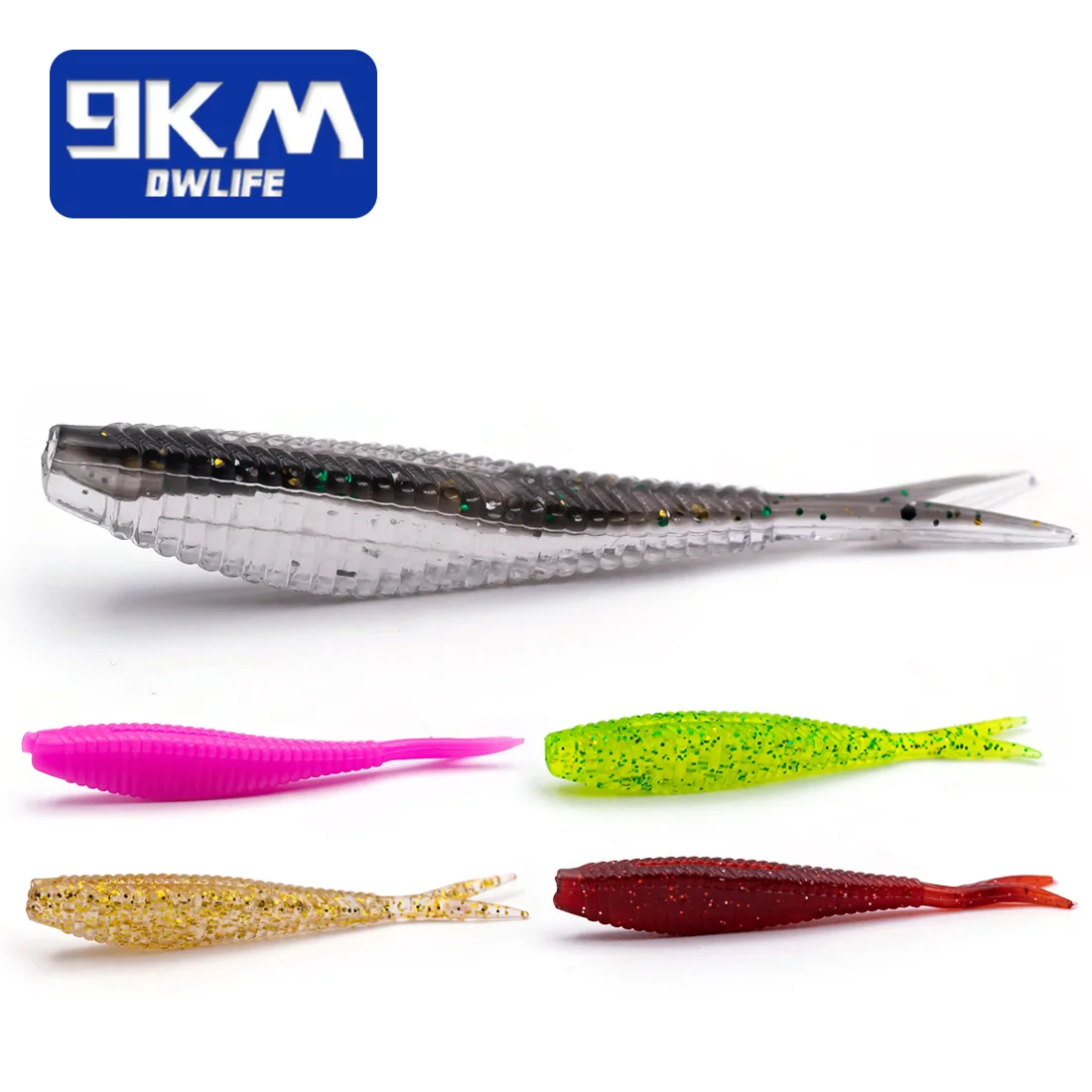 Fishing Soft Lures Plastic Baits 7cm Lifelike Forked Paddle Tail Fishing Swimbaits for Freshwater for Crappie Bass Walleye 15Pcs