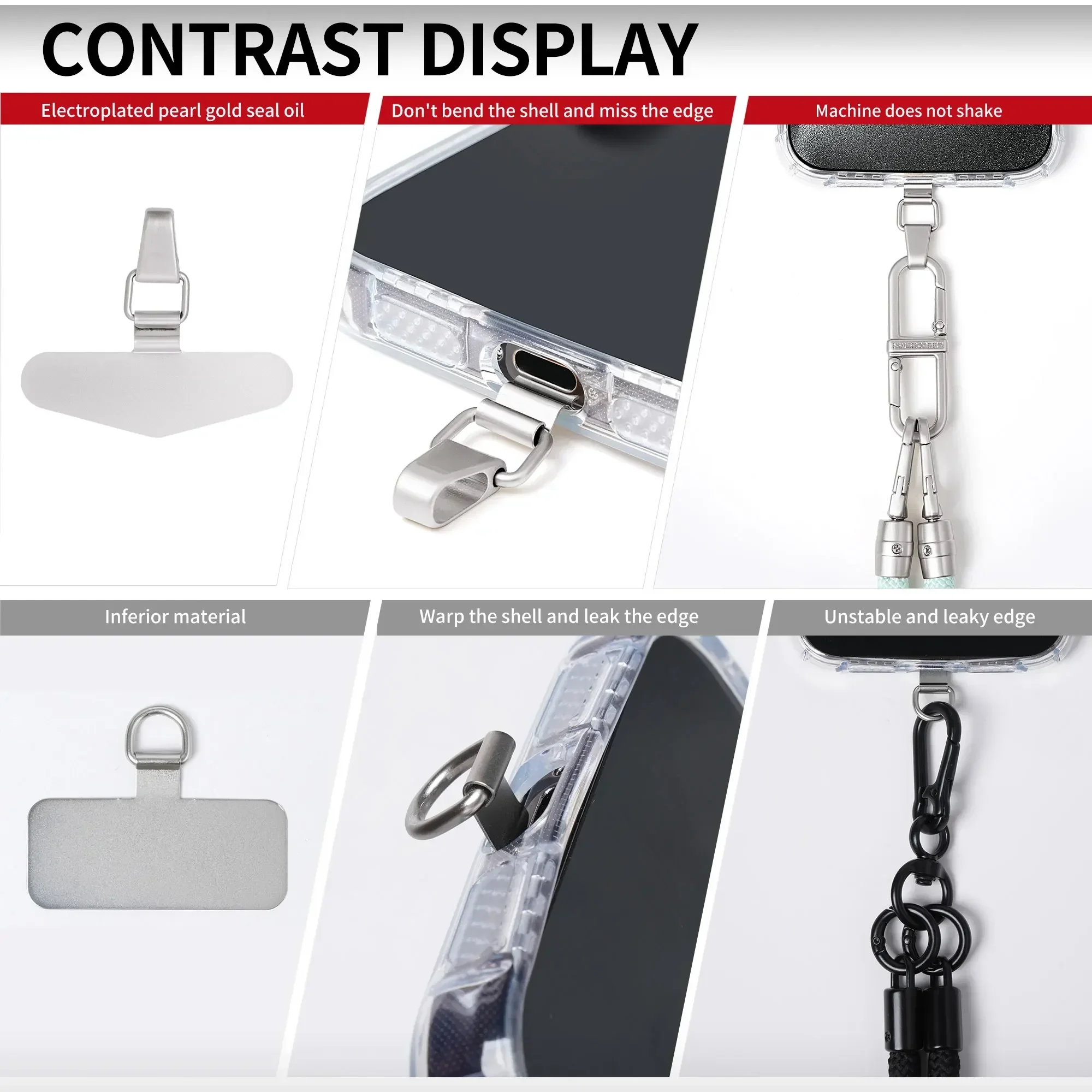 3-1PCS Ultra-thin Stainless Steel Phone Case Hanging Piece Patch Clip  Luxury Sturdy Anti-Lost Metal Lanyard Tether Tab Card - AliExpress
