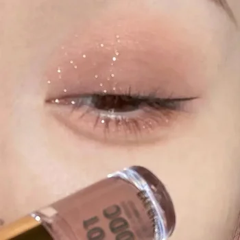 Heallor Brown Glitter Liquid Eyeshadow Stick Contour Blush Pigment Fine Shimmer Matte Natural Cheek Milk Coffee Shadow Cream Eye