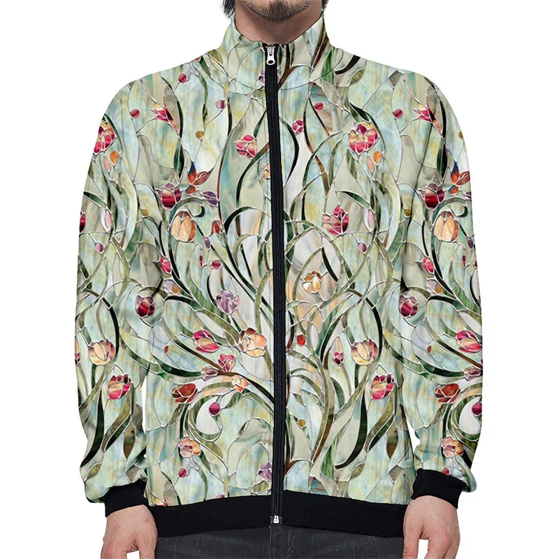 Chaqueta con cremallera y estampado 3D de leopardo y pollo para hombre, chaqueta hawaiana de manga larga con estampado de cocotero, abrigo de calle de moda Harajuku