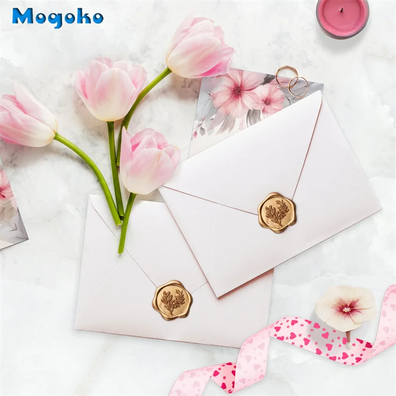 Description Picture 2 of itemMogoko New Wax Seal Sticker Envelope Seal Stickers Envelope Seals Self Adhesive Bronzed Gold Stickers for Wedding Party Birthday