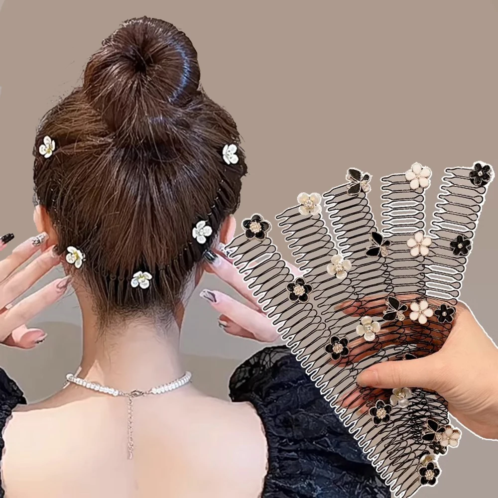 Camellia Hair Comb Invisible Bangs Hair Clip Tidy Artifact Hair pin Girls Hairpin Women Tools Fixed Inser Comb Hair Accessories