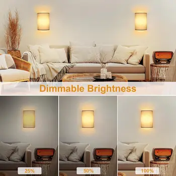 Lightess Battery Operated Wall Sconces with Remote Set of 2, RGB Rechargeable Wall Light Fixtures with Fabric Shade 3